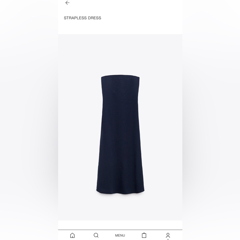 Navy strapless linen Zara Dress